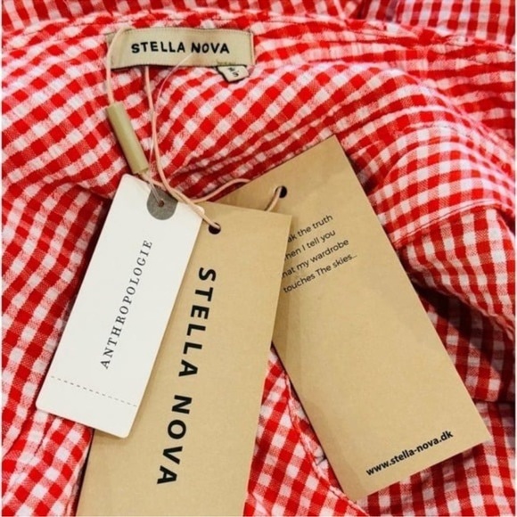 ANTHROPOLOGIE Stella Nova Sussie Square Neck Gingham Dress Size XL NEW - Picture 8 of 10